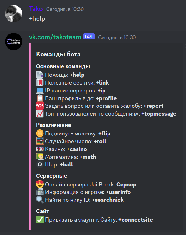 Функционал бота